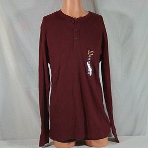 Men's The Foundry Big & Tall Long Sleeve Henley Autumn Burgundy Size: MT - NWT